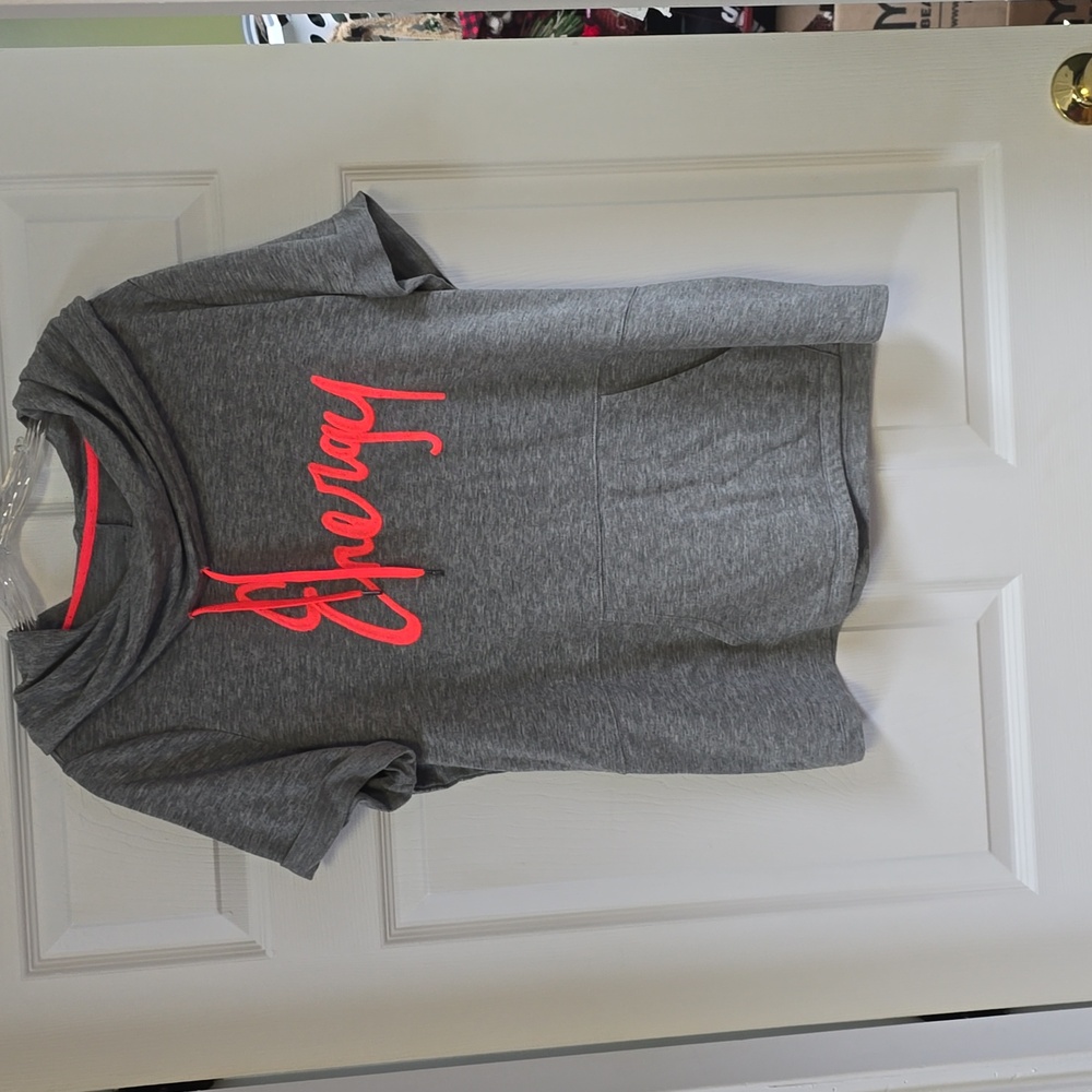 Livi Active Gray Short Sleeve Cowl Neck active top sz 14/16